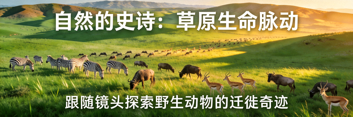 自然纪录片海报 - 广袤草原与野生动物群